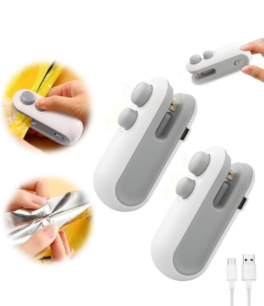 Mini sellador de bolsas, 2 en 1 recargable por USB,