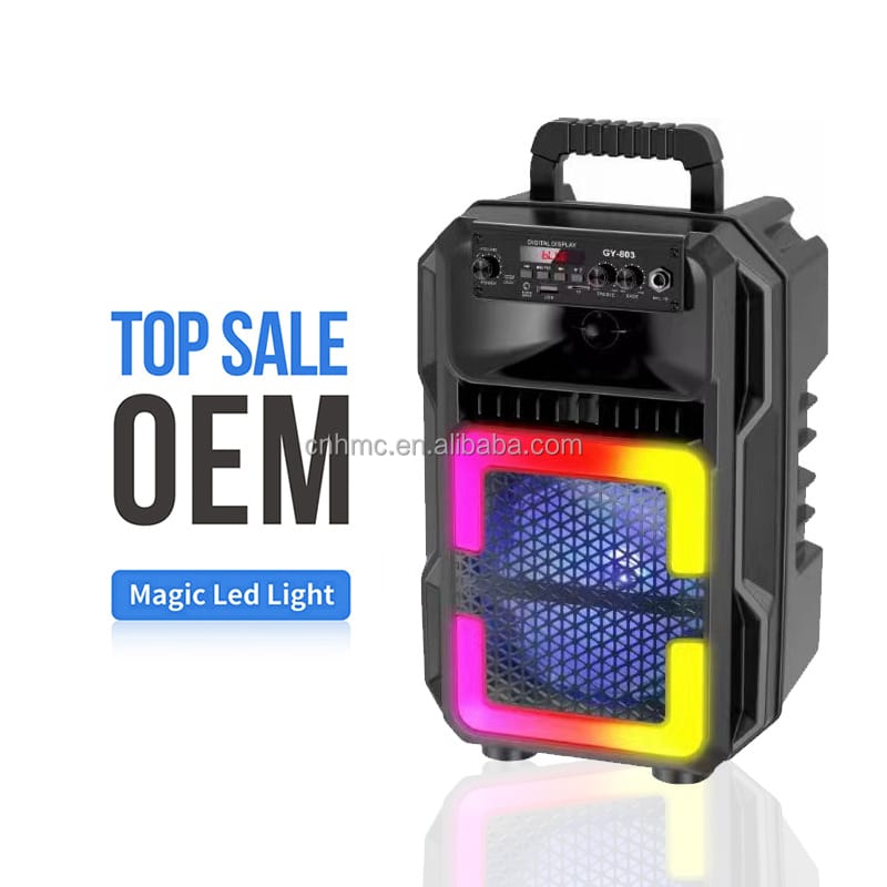 Altavoz Bluetooth portátil Super Bass de 8″ con micrófono con cable