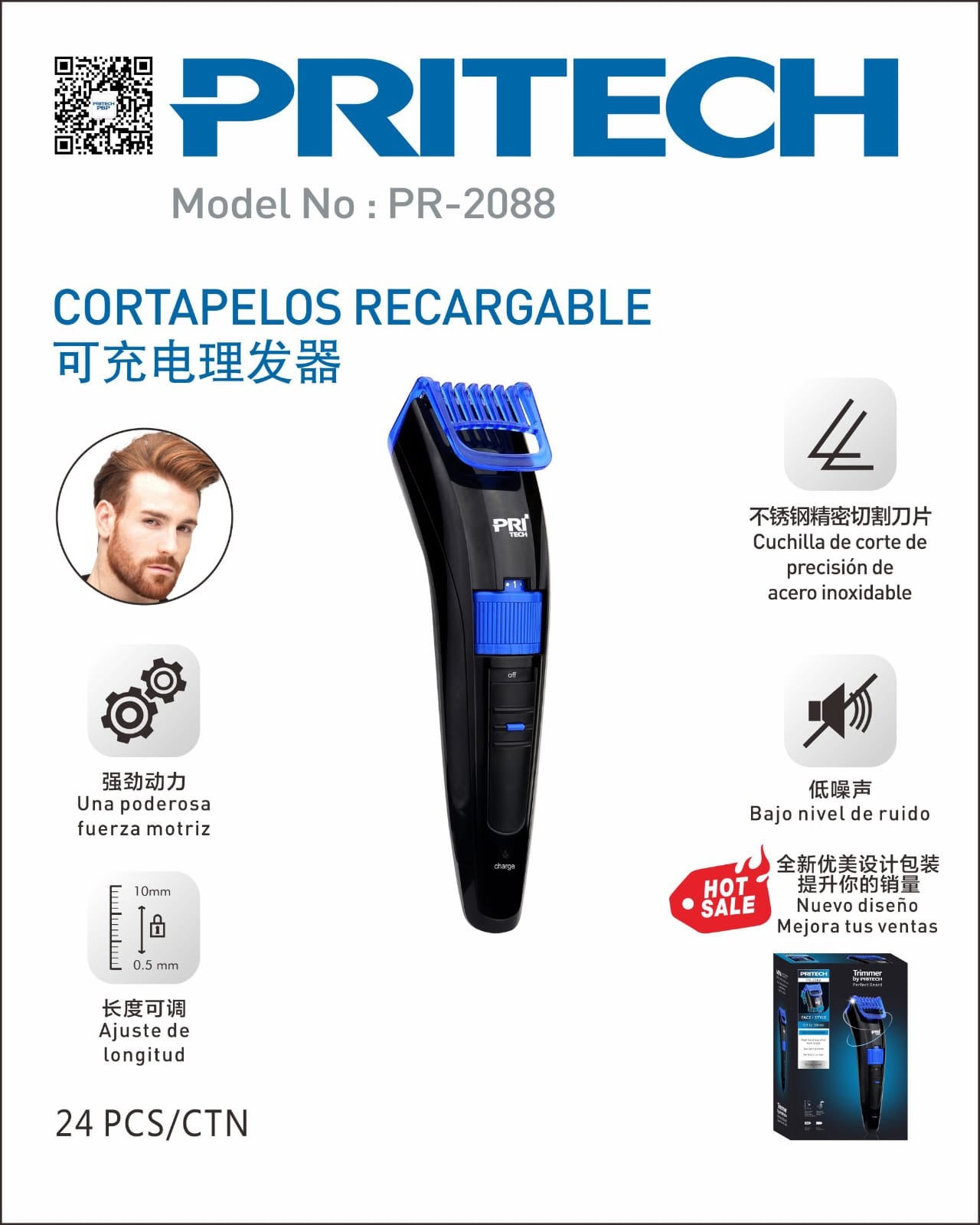Afeitadora Y Cortadora De Pelo Profesional pritech pr-2088