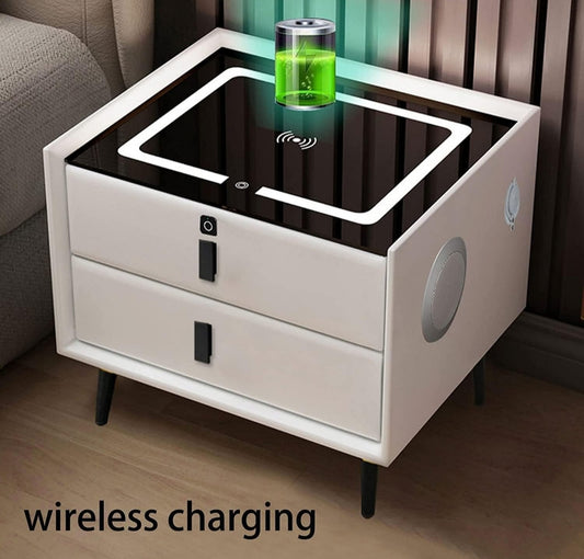 Mesita de noche LED inteligente con puerto de carga