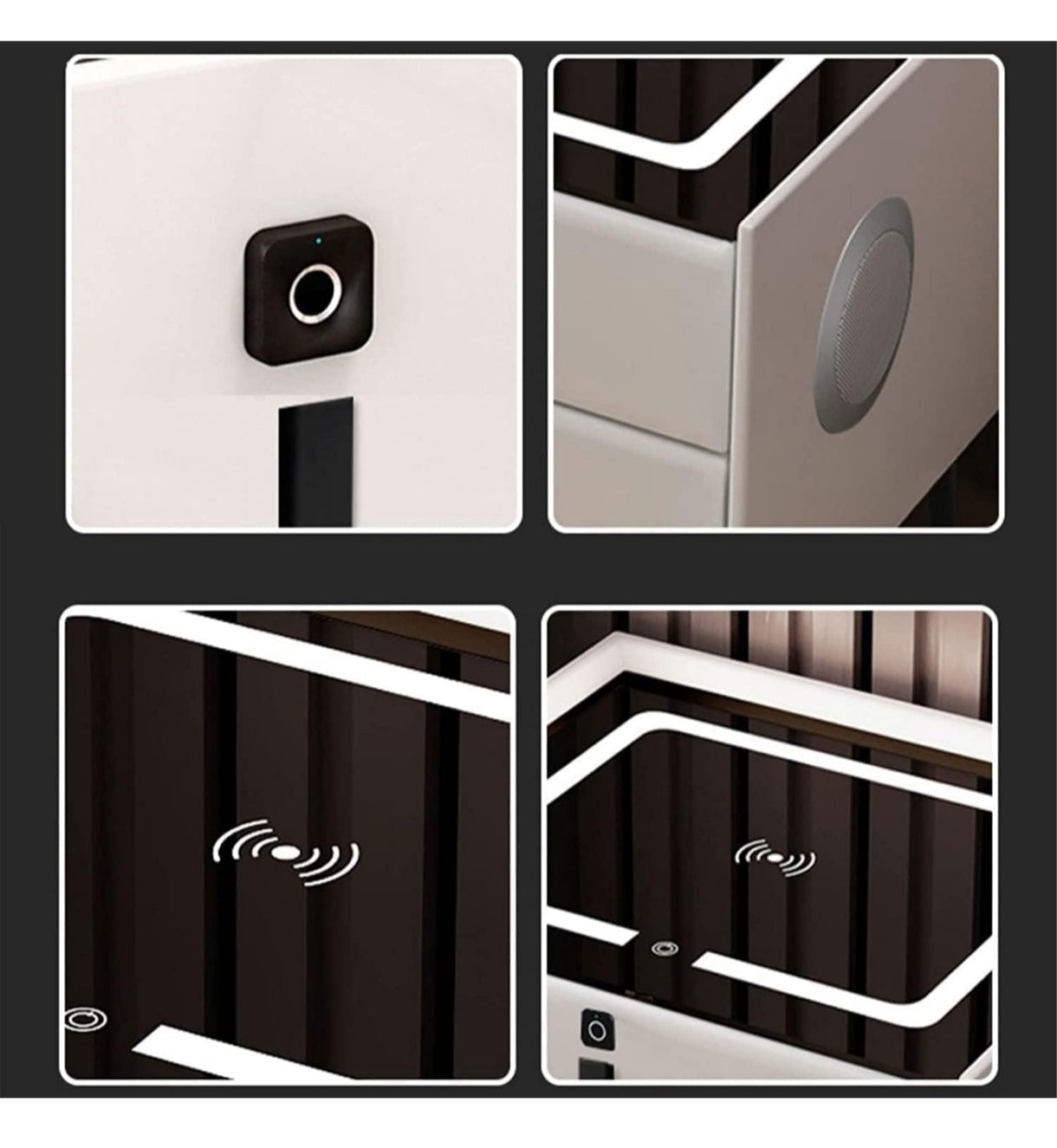 Mesita de noche LED inteligente con puerto de carga