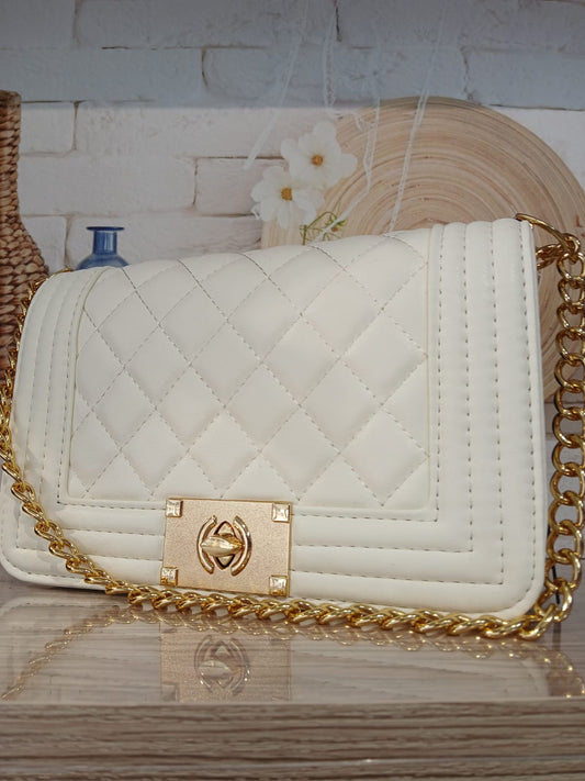 Bolso de cuero suave con rombos, bandolera de cuero PU con cadena,