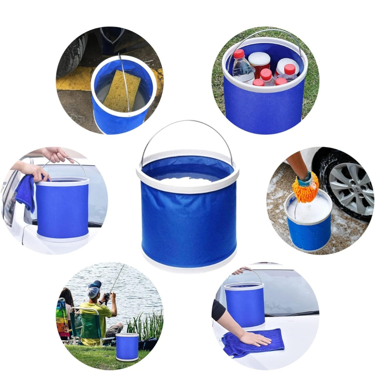 Cubo plegable, 11 L, portátil