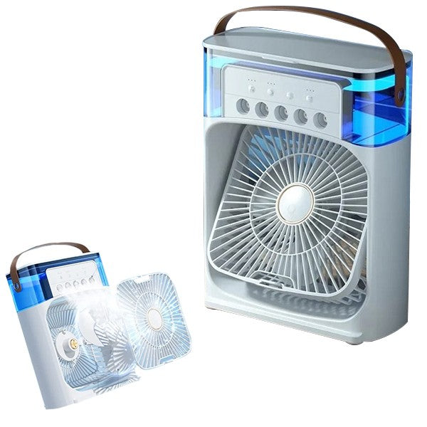 VENTILADOR DE AIRE FRÍO CON PULVERIZACIÓN Y LUZ NOCTURNA