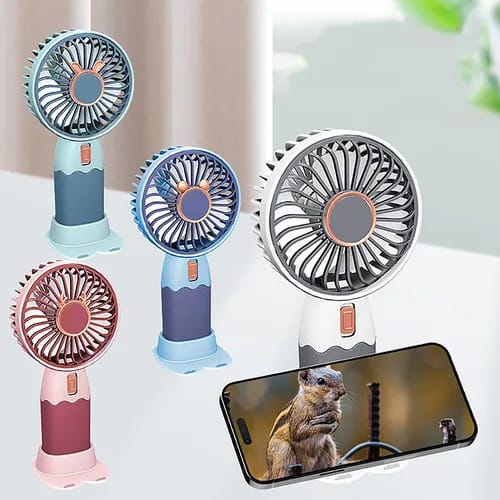 Mini Ventilador Portatil De Mano Recargable Soporte Celular