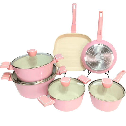 Royal swiss Batería de Cocina Rosa de 10 Piezas