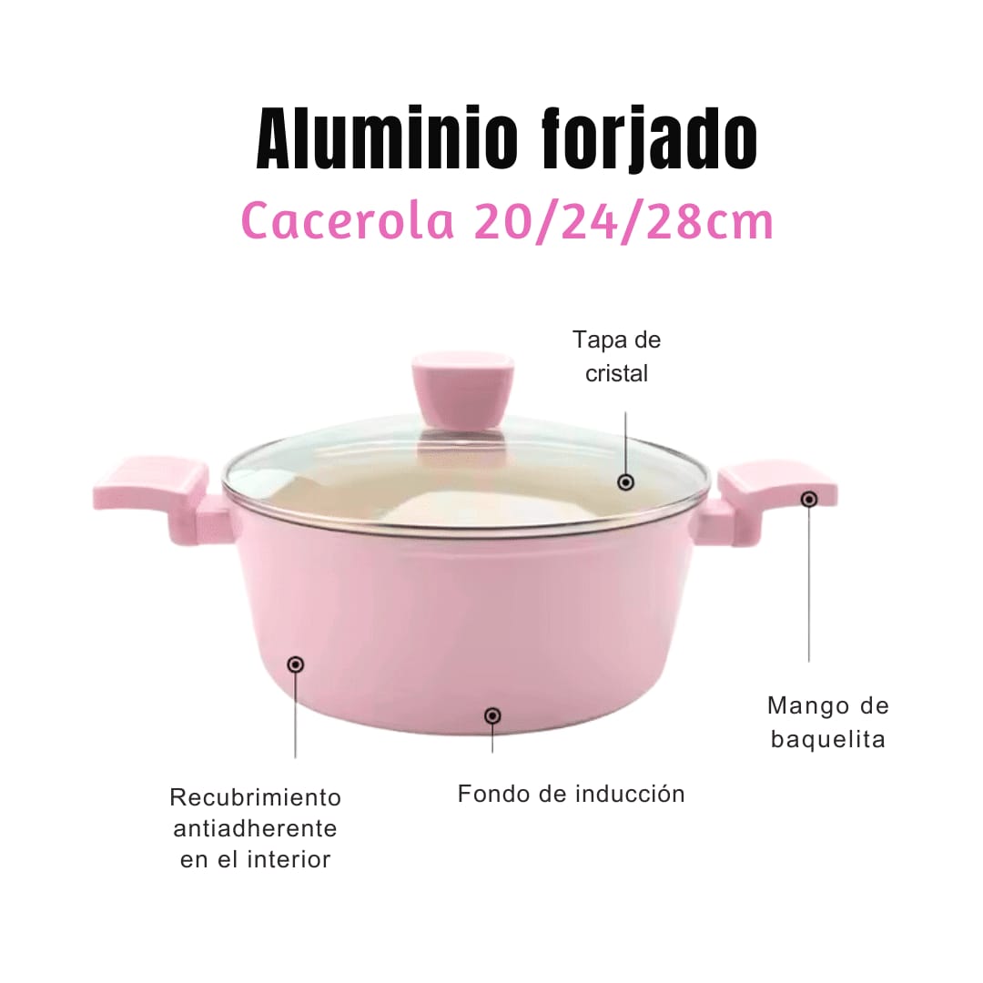 Royal swiss Batería de Cocina Rosa de 10 Piezas