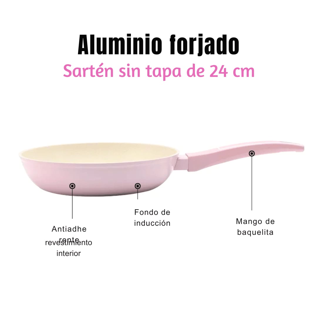 Royal swiss Batería de Cocina Rosa de 10 Piezas