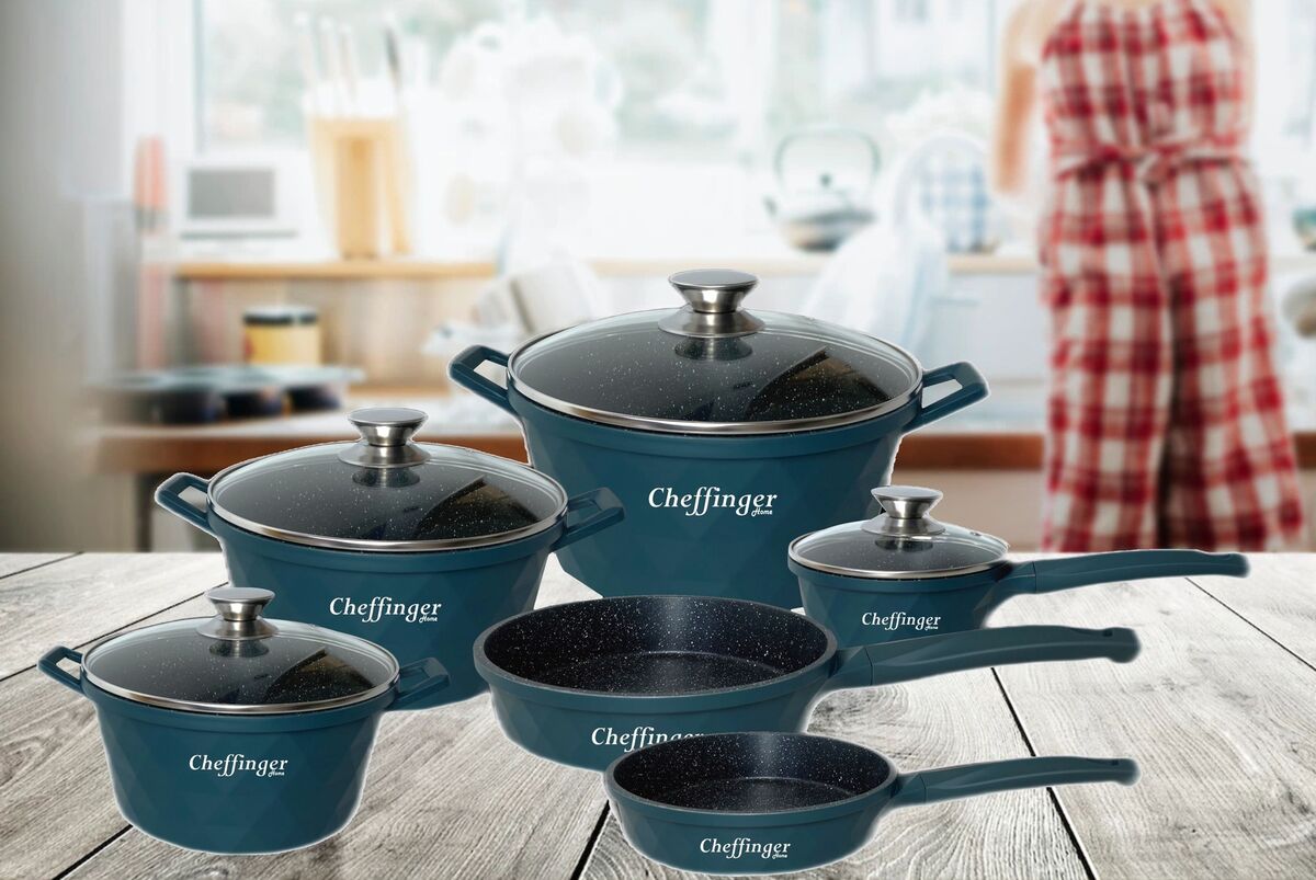 Cheffinger l 12 piezas ollas de inducción con guantes