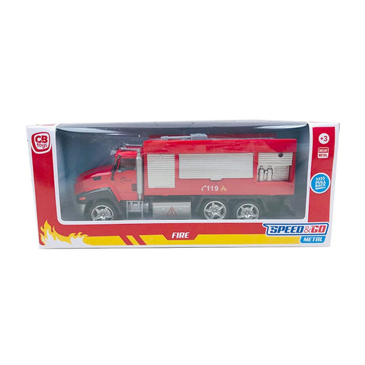 Miniatura vehículos camión bomberos 20 cm de metal con partes plásticas. Presentado en una caja de 27x11cm.
