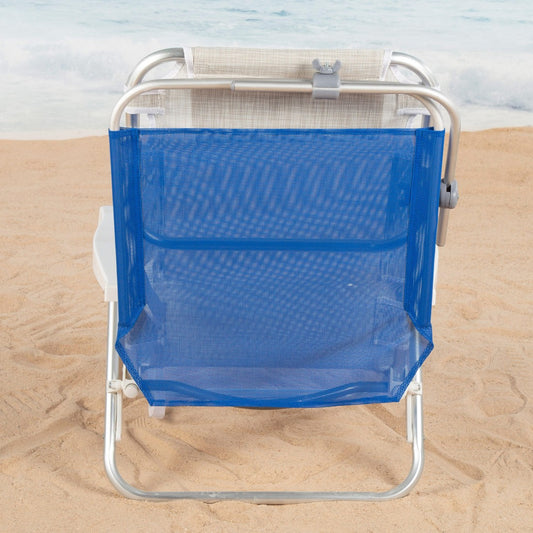 Parasol inclinable azul para silla de playa