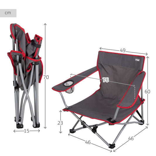 Silla baja plegable camping gris