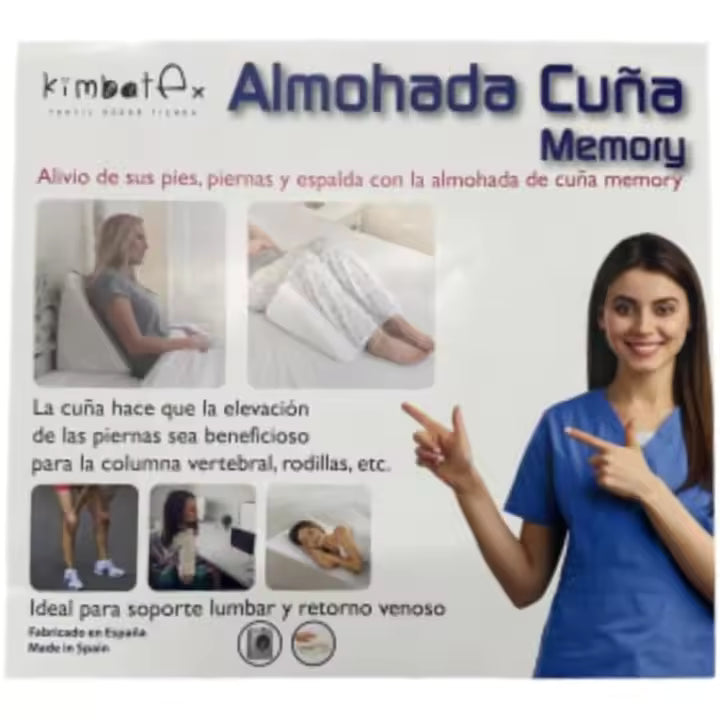 Almohada cojín con Forma de cuña para sofá y Cama. De Espuma Desenfundable blanca