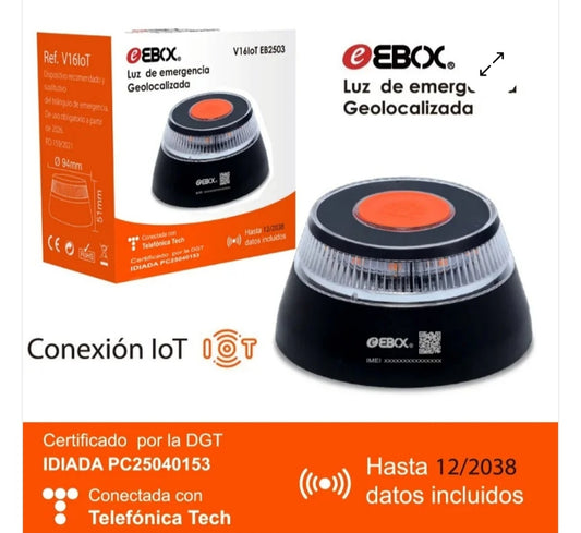 LUZ DE EMERGENCIA GEOLOCALIZADA V16 IoT EBOX HOMOLOGADA DGT