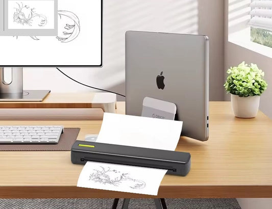 Mini impresora portátil, papel térmico tamaño folio batería recargable