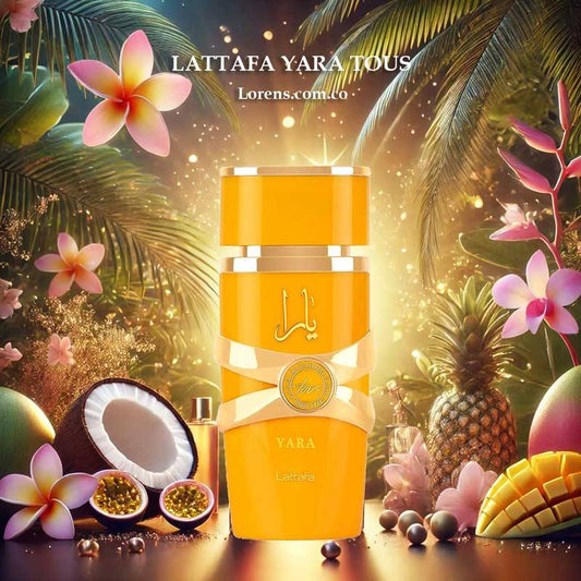 Yara Tous de Lattafa es un perfume que captura la esencia de la feminidad con su perfil de fragancia dulce, frutal y floral. Ideal para cualquier temporada, esta fragancia se distingue por su versatilidad y su aroma suave, que combina notas tropicales y c