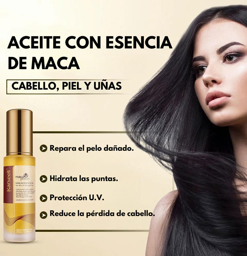 Pack reparación, nutrición y anti encrespamiento mascarilla y aceite Maca Essence de Karseell