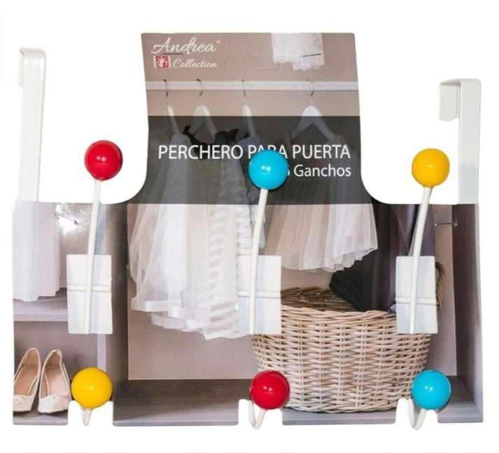 Perchero puerta con 6 ganchos - Organización para el hogar