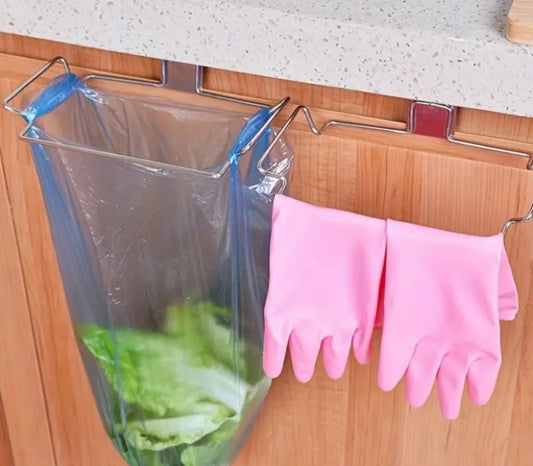 Soporte para Bolsas de Basura para Puerta de gabinete - Amplia aplicación Solución de Almacenamiento Conveniente Soporte para Bolsas de plástico Acero Inoxidable
