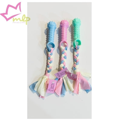 Mordedor Baston TPR con tela trenzada, para cachorros y perros pequeños.