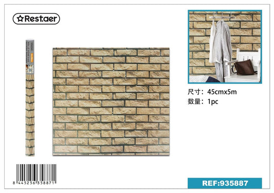 Rollo adhesivo papel pintado 45cm x 5m con diseño de piedra para decoración del hogar