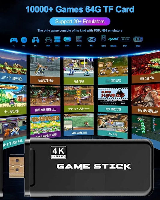 Consola de juegos retro 4K Gagan Traders: una consola nostálgica lista para usar con más de 20 000 juegos integrados y controladores duales inalámbricos de 2,4 G para dos jugadores.