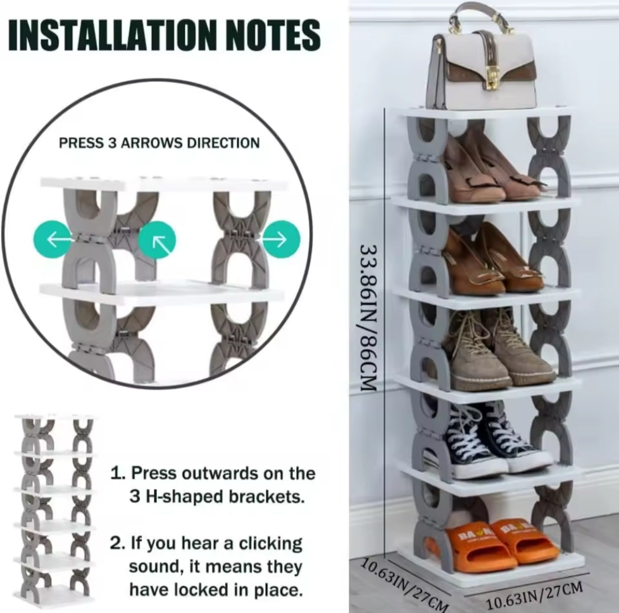 Organizador de zapatos para niños de 6 niveles, instalación estrecha y libre, plegable, pequeña puerta delantera, almacenamiento de zapatos, flexible y estante para zapatos color gris