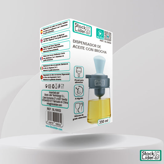 Dispensador de aceite con brocha
*Precio disponible sólo para usuarios registrados* (sin IVA)
Colores: Azul y gris Diseño: 2 en 1 Material: Silicona y vidrio Capacidad: 350ml Tamaño: 6,8 pulgadas Características: Boca ancha y ligero EAN: 8435737100532 Pes
