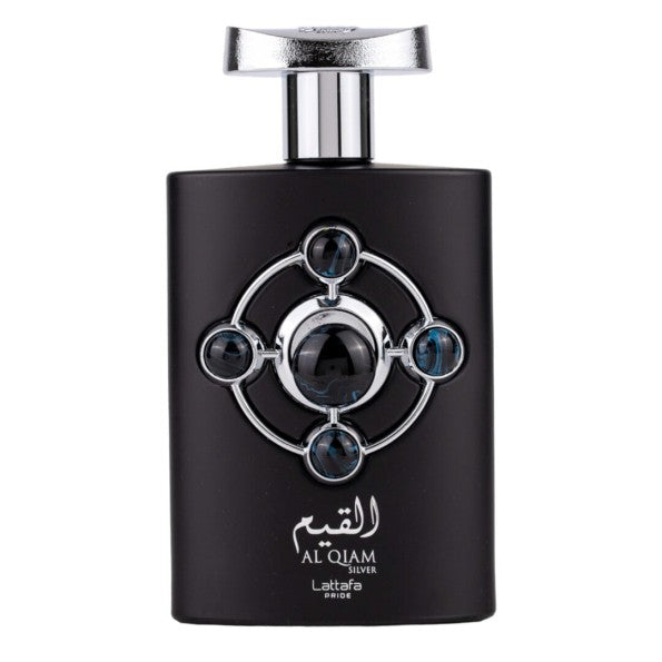 Al Qiam Silver de Lattafa Perfumes es una fragancia de la familia olfativa para Hombres y Mujeres. Esta fragrancia es nueva. Al Qiam Silver se lanzó en 2022. Las Notas de Salida son toronja (pomelo) y jengibre; las Notas de Corazón son ambroxan y sándalo;