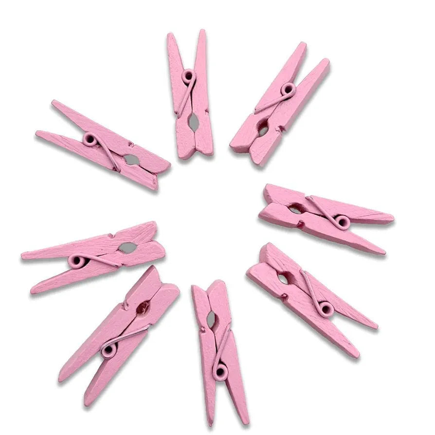 Pinzas madera rosa