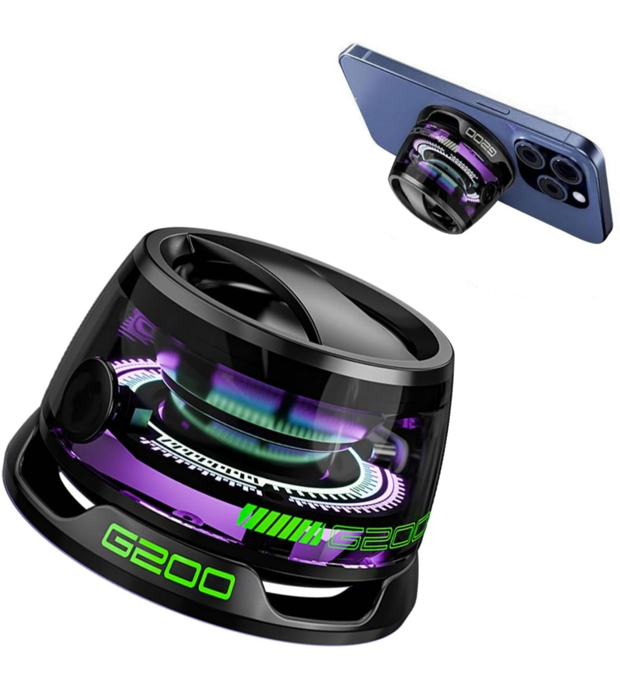 Altavoz Bluetooth magnético multifuncional, altavoz Bluetooth portátil G200 con luz de color multicolor RGB y soporte para teléfono, altavoz Bluetooth Magbeat impermeable para arroz al aire libre