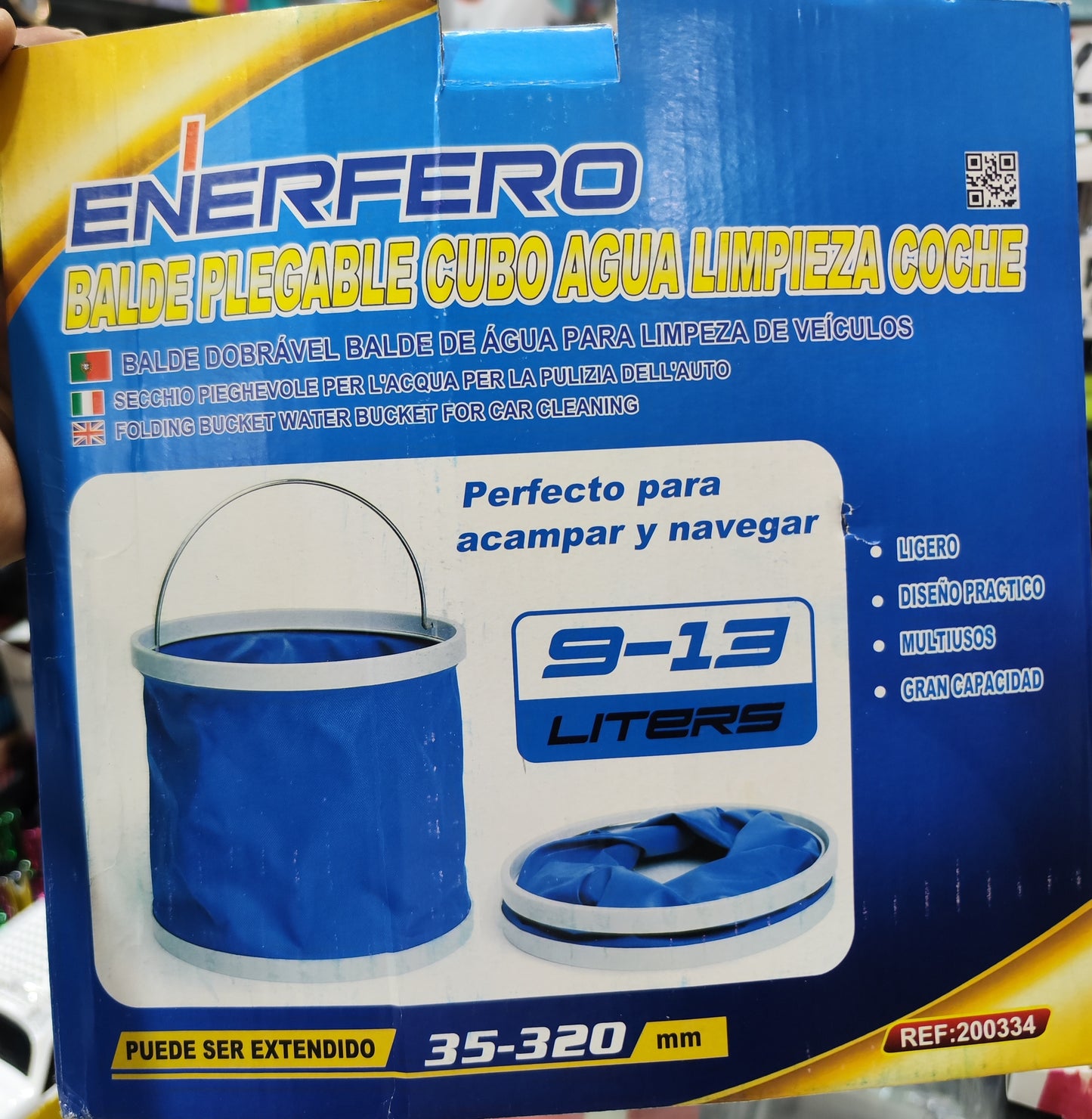 Cubo plegable, 11 L, portátil