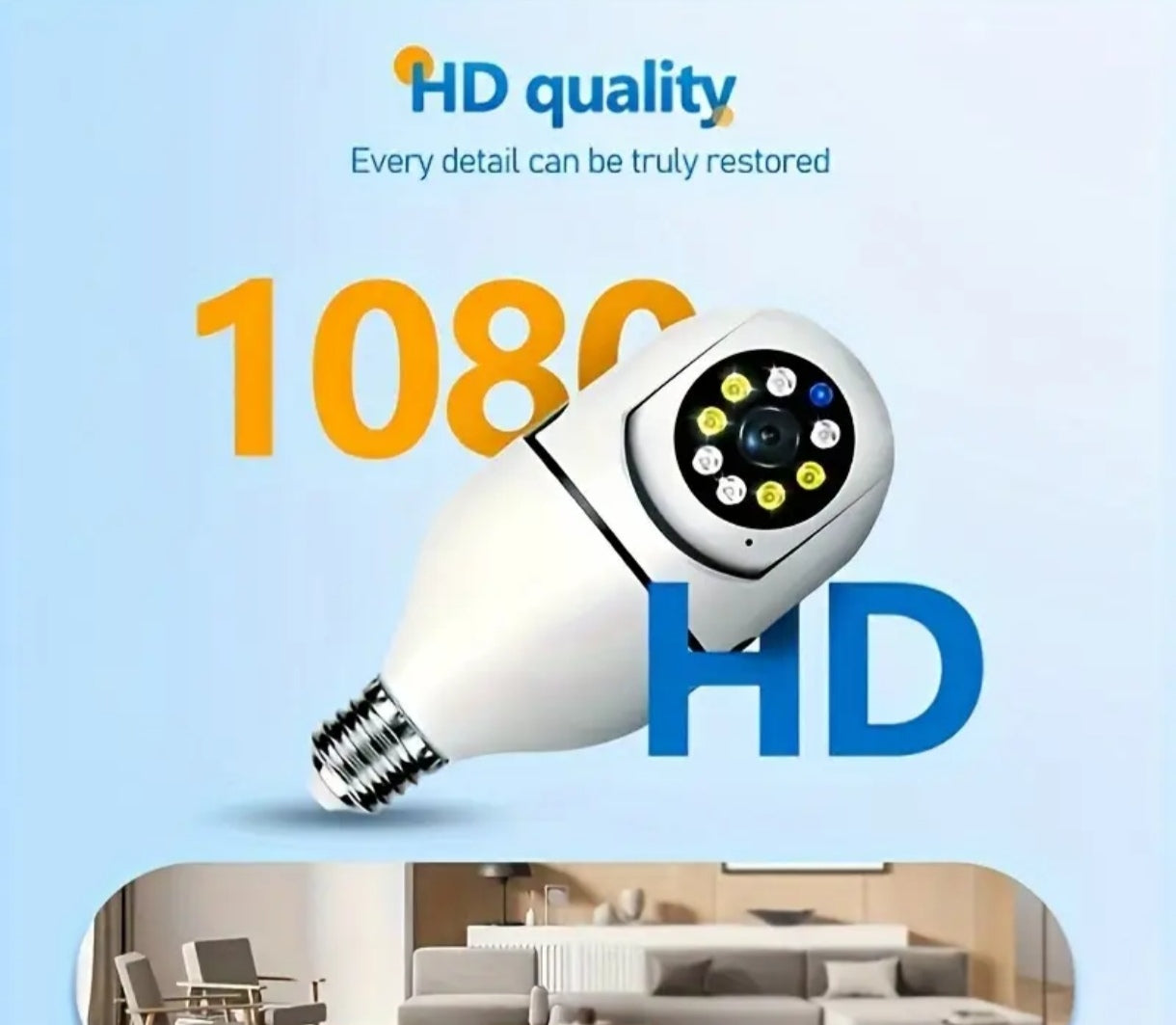 Cámara de bombilla E27, cámara de seguridad PTZ inalámbrica 1080p con conector de bulbo E27, panorámica de 360 grados, seguimiento automático de movimiento, visión nocturna y audio de dos