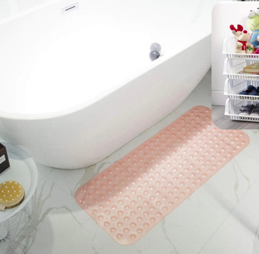 Alfombrillas de bañera Extra Antideslizantes con Orificios de Drenaje y ventosas, Lavable a máquina (Rosa Coral translúcido)35x70cm