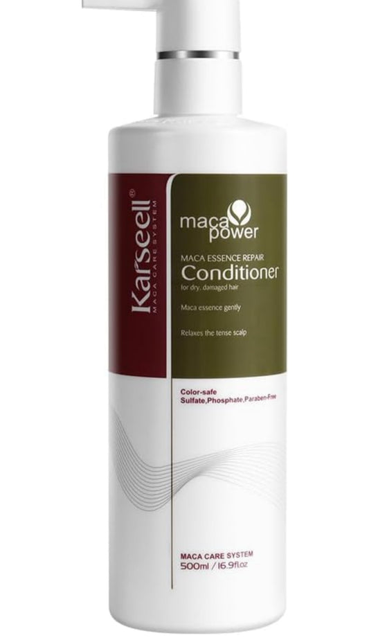 Karseell Acondicionador Pelo Reparador Maca Esencia Aceite de Argán, Reconstructor para Cabello Seco y Dañado, Hidratación Profunda, Antiencrespamiento, Todo Tipo de Cabellos, 500ml