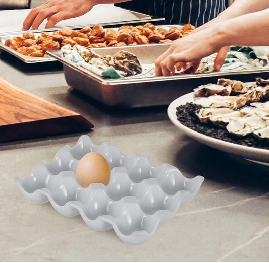 Bandeja de huevos de cerámica de 12 cuadrículas, organizador de huevos