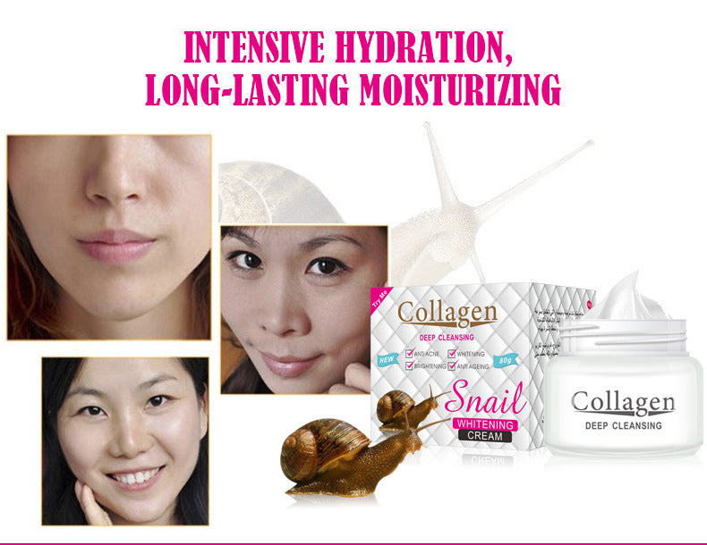 80 g de colágeno de caracol para crema facial hidratante de la piel antienvejecimiento blanqueador película protectora sábana facial cuidado de la piel