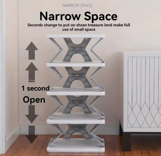 Organizador de zapatos para niños de 6 niveles, instalación estrecha y libre, plegable, pequeña puerta delantera, almacenamiento de zapatos, flexible y estante para zapatos color gris