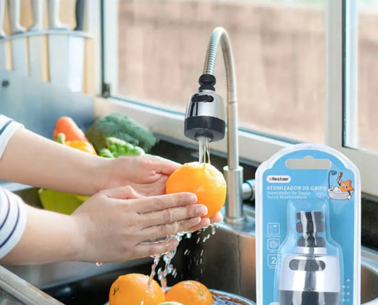 GRIFO DE COCINA PULVERIZADOR GIRATORIO CROMO NEGRO