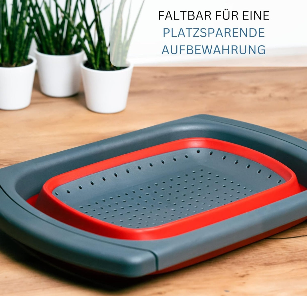 Colador, plegable, extensible, con dispositivo para colgar, plástico, rojo/antracita,