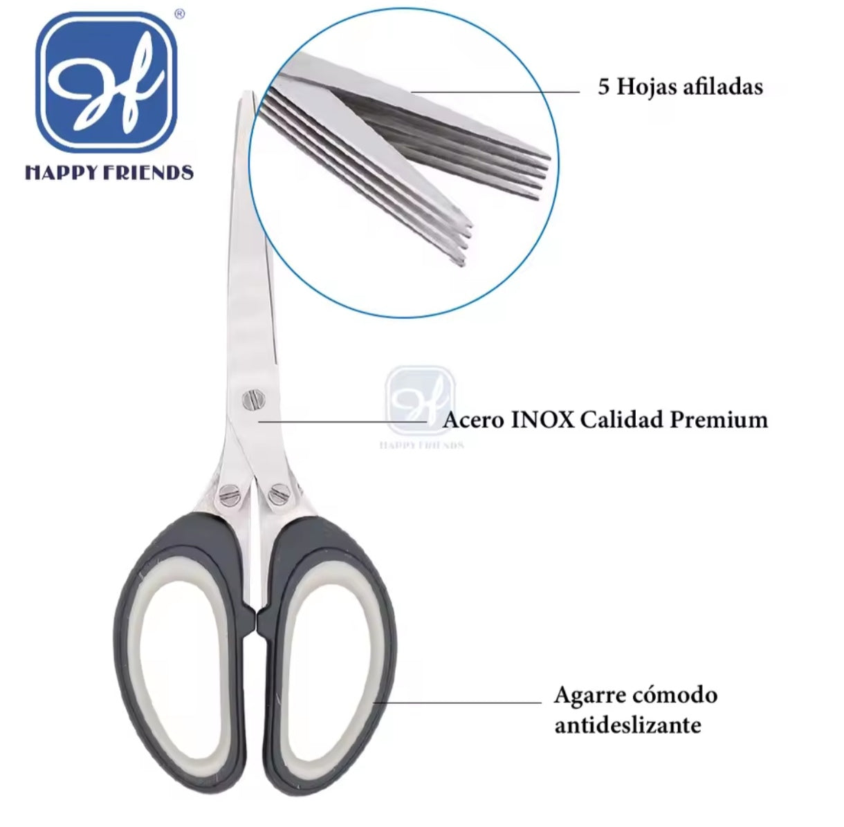 Tijeras 5 filos Cocina Inoxidable  18 Cm