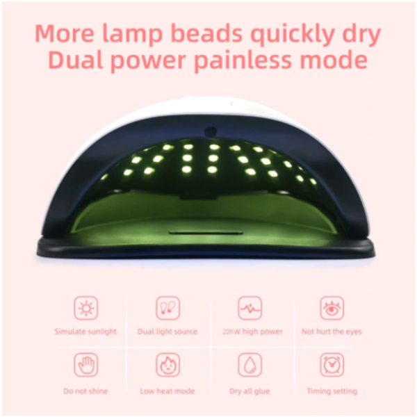 Lámpara UV Uñas LED, 80W Secadora Profesional Clavo Curado Rápido Todo Uñas Gel, Portátil Infrarrojos Detección Manicura Pedicura Lámparas UV,