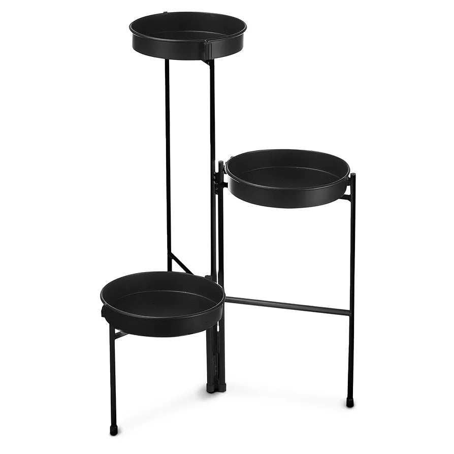 Estantería para Plantas, 3 Alturas, Metal, Soporte para Macetas, 32x46x61,5 cm, 2 Colores Distintos, Decorativo, Organizador y Portamacetas (Negro 3 Alturas)