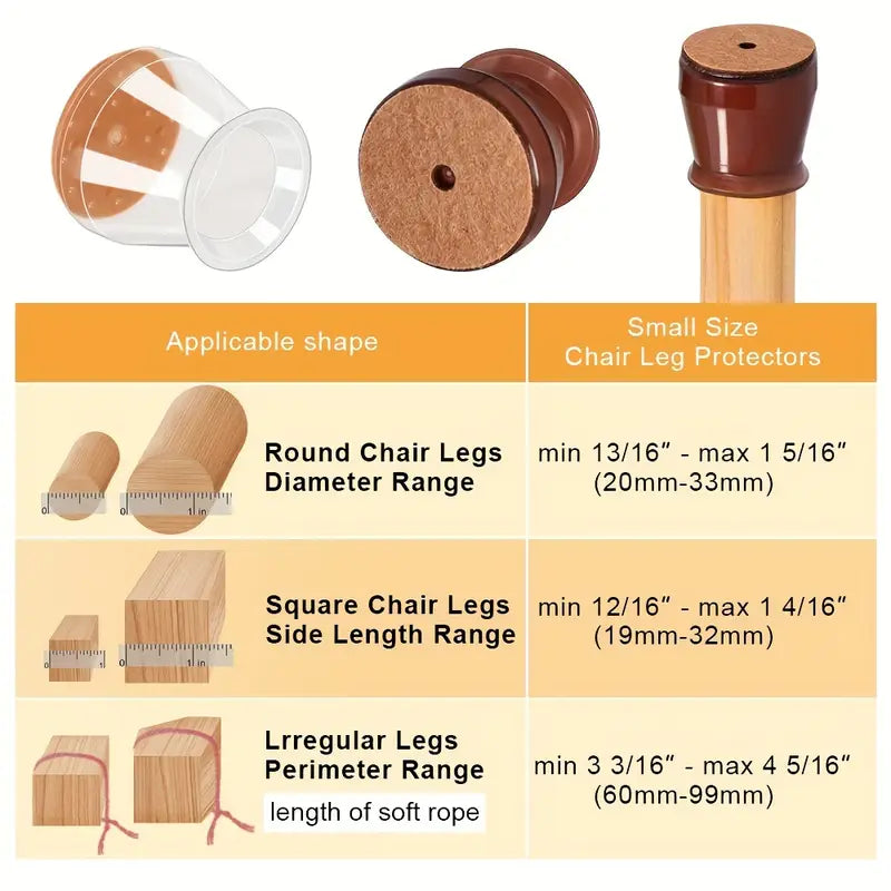 4 Protectores de Patas para Sillas, Cubiertos Fieltro