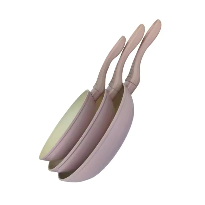 Set de 3 Sartenes 20/24/28cm Revestimiento antiadherente a la piedra Shiro - SET X3 SARTENES - COLOR ROSA