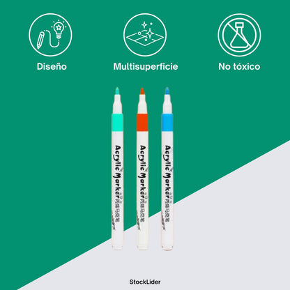 Rotuladores acrílicos multisuperficie 12pcs