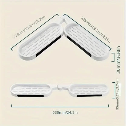 2pcs Estantes de Esquina Negros para Baño - Sin Taladro, Estantes de Almacenamiento Rotativo