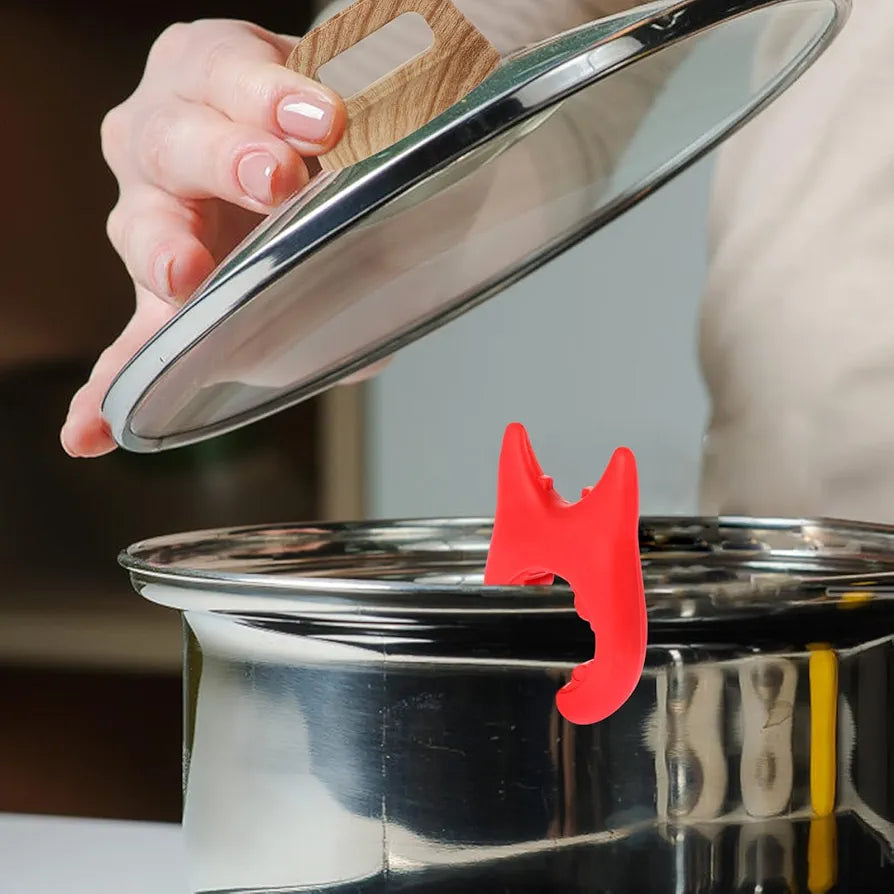 Tapa De Olla De Silicona Reposapantallas Antideslizante Levantador De Tapa De Olla Prueba De Derrames Utensilio De Cocina Multifuncional