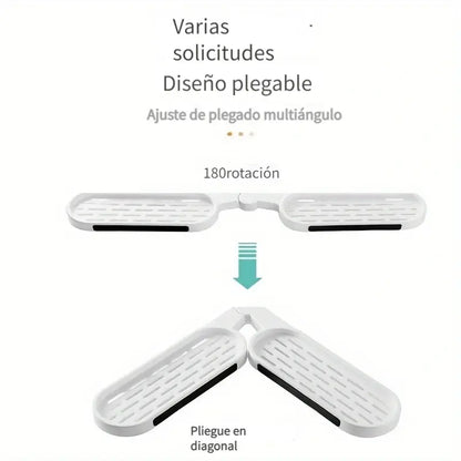 2pcs Estantes de Esquina Negros para Baño - Sin Taladro, Estantes de Almacenamiento Rotativo