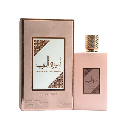Ameerat Al Arab Prive Rose | EDP | 100 ml | Asdaaf

Con notas de salida de fresa, uvas y naranja, notas de corazón de rosa, almizcle blanco, gardenia, jazmín, ylang-ylang y azucena, y notas de fondo de ámbar,